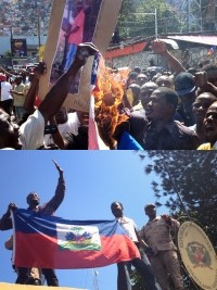Haiti - Social : The Haitian flag waving on the Dominican Consulate !