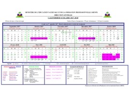 Haïti - Éducation : Calendrier scolaire (2017-2018)