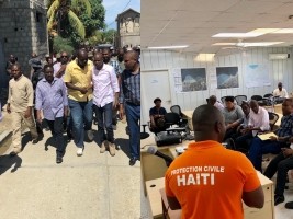 Haïti - Politique : Le Président Jovenel Moïse sur le lieu du séisme