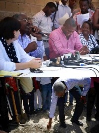 Haiti - Reconstruction : Laying of foundation stone of a community complex in Canapé-Vert