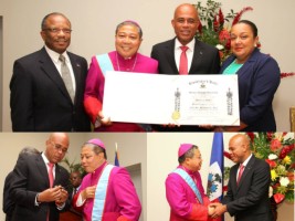 Haiti - Diplomacy : Mgr Bernardito Cleopas Auza decorated by the President Martelly