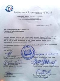 Haiti - FLASH : The Protestant Community proposes a new electoral Adviser