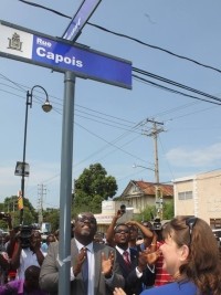 iciHaiti - Port-au-Prince : Unveiling of the 1st street name pole