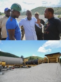 iciHaïti - Politique : Moïse visite à l'usine d'asphalte située à Camp-Perrin