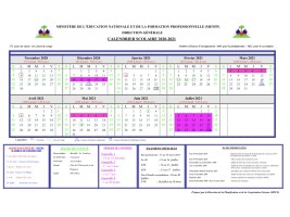 Haiti - FLASH : Final school calendar 2020-2021 (official)