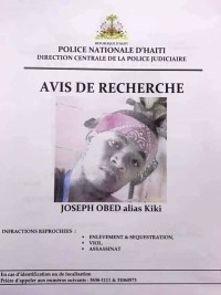 Haiti - WANTED NOTICE : A suspect in the murder of Evelyne Sincère