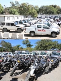 Haiti - Politic : Jovenel Moïse hands over the keys of a fleet of vehicles to the PNH