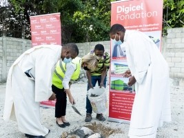 iciHaiti - Digiciel : Laying of the first stone of the Mixed Institution Notre Dame de l'Assomption