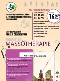iciHaiti - NOTICE : Massage therapy training for the benefit of people with disabilities, registrations open