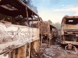 Haïti - Gonaïves : 7 autobus de la compagnie «Le Transporteur» détruit par le feu
