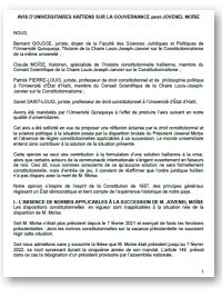 Haïti - FLASH : Des universitaires réputés proposent une solution de sortie de crise