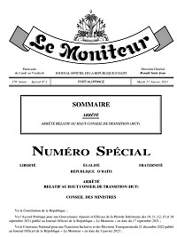 Haiti - Politic : The decree relating to the High Council of Transition, published in «Le Moniteur»
