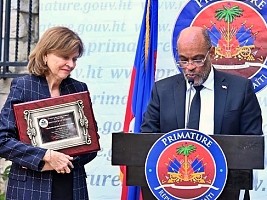 iciHaiti - Politic : End of mission of the Head of BINUH (video speech of the PM and Mrs. La Lime)