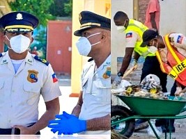 iciHaïti - PNH Jacmel : Journée d’assainissement et visite aux Sapeurs-Pompiers