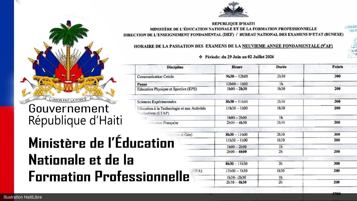 iciHaïti - FLASH : Calendrier et horaires de passation des examens de la 9e AF