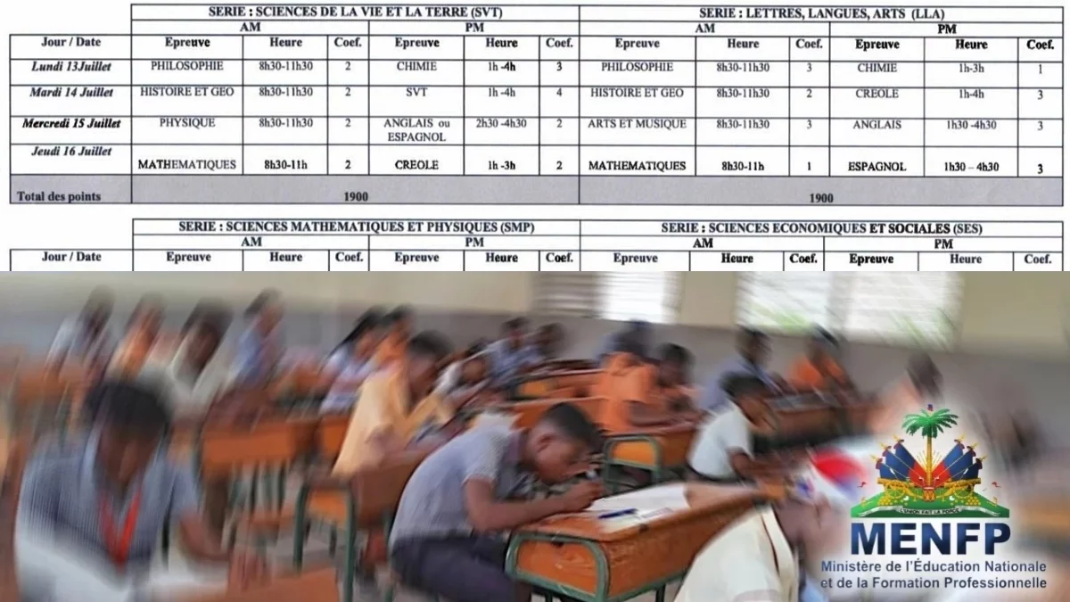 iciHaïti - FLASH : Calendrier et horaires des épreuves du Baccalauréat 2026