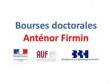Haïti - France : Bourses de mobilité doctorale Anténor Firmin, appel à candidatures