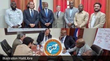 Working session at the ONI (Haiti) with a Chilean delegation