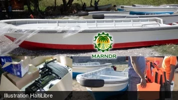Haïti - Sud : Nouvelle distribution aux pêcheurs d’un lot d’équipements dont des bateaux en fibre de verre et des moteurs…
